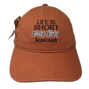 Life is Short Play Dirty Kauia Baseball Cap Brown One Size Hat Graphix W/Tags